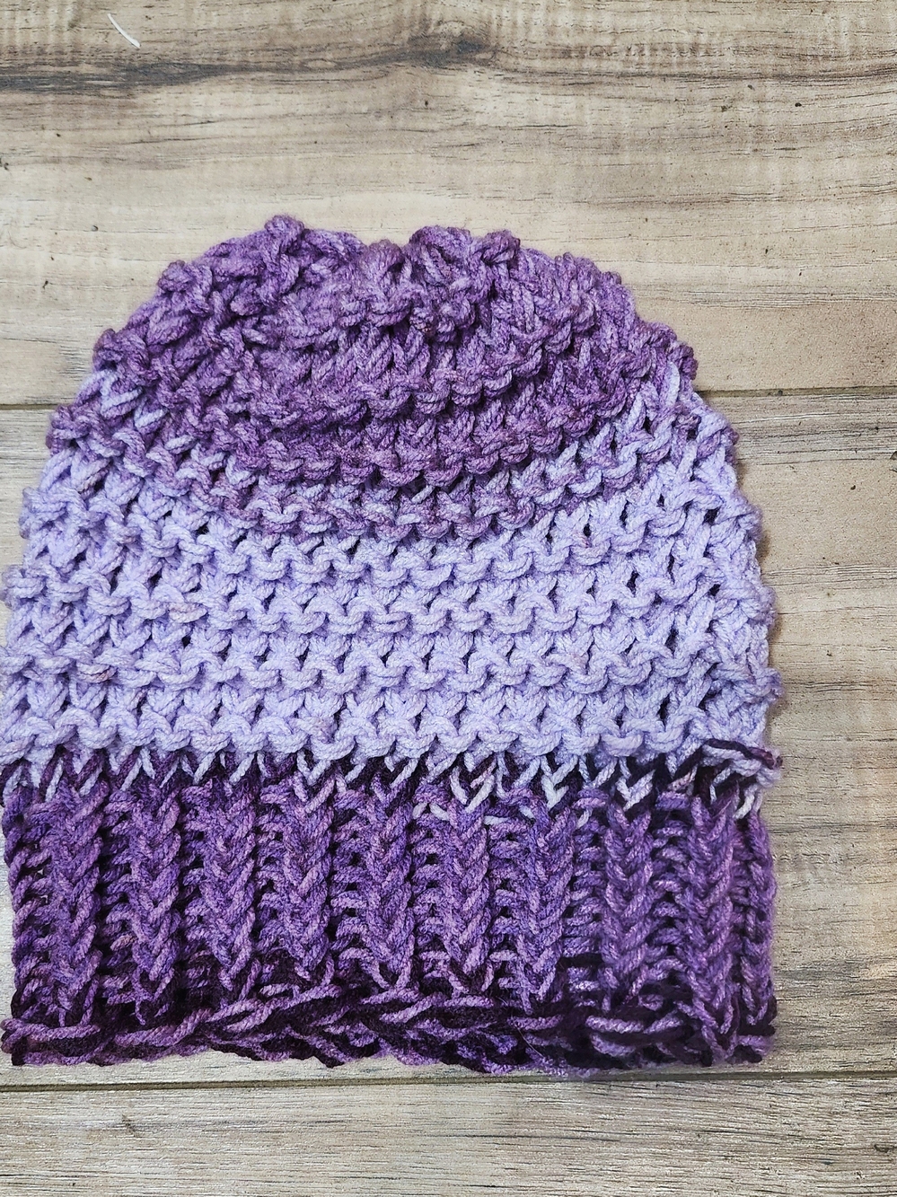 Handmade Purple Ombre Knit Beanie